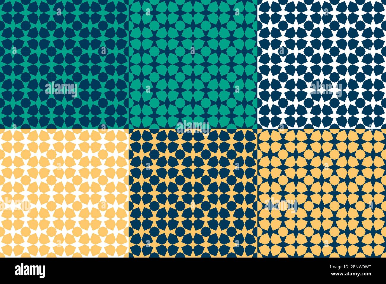 Set of six geometric islamic seamless pattern for decoration greeting ...