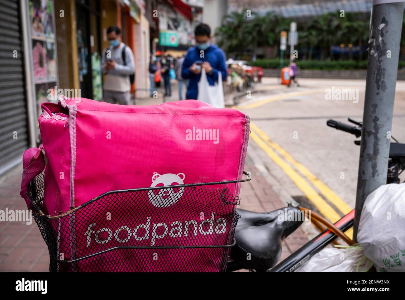 Hong Kong, China. 25th Feb, 2021. A bike is seen parked on the street