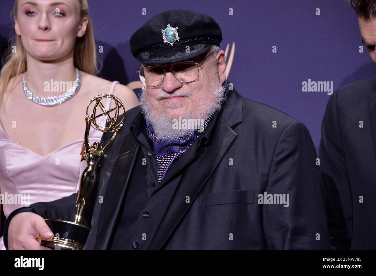 George R.R. Martin poses in the press room at the 71st Primetime Emmy ...
