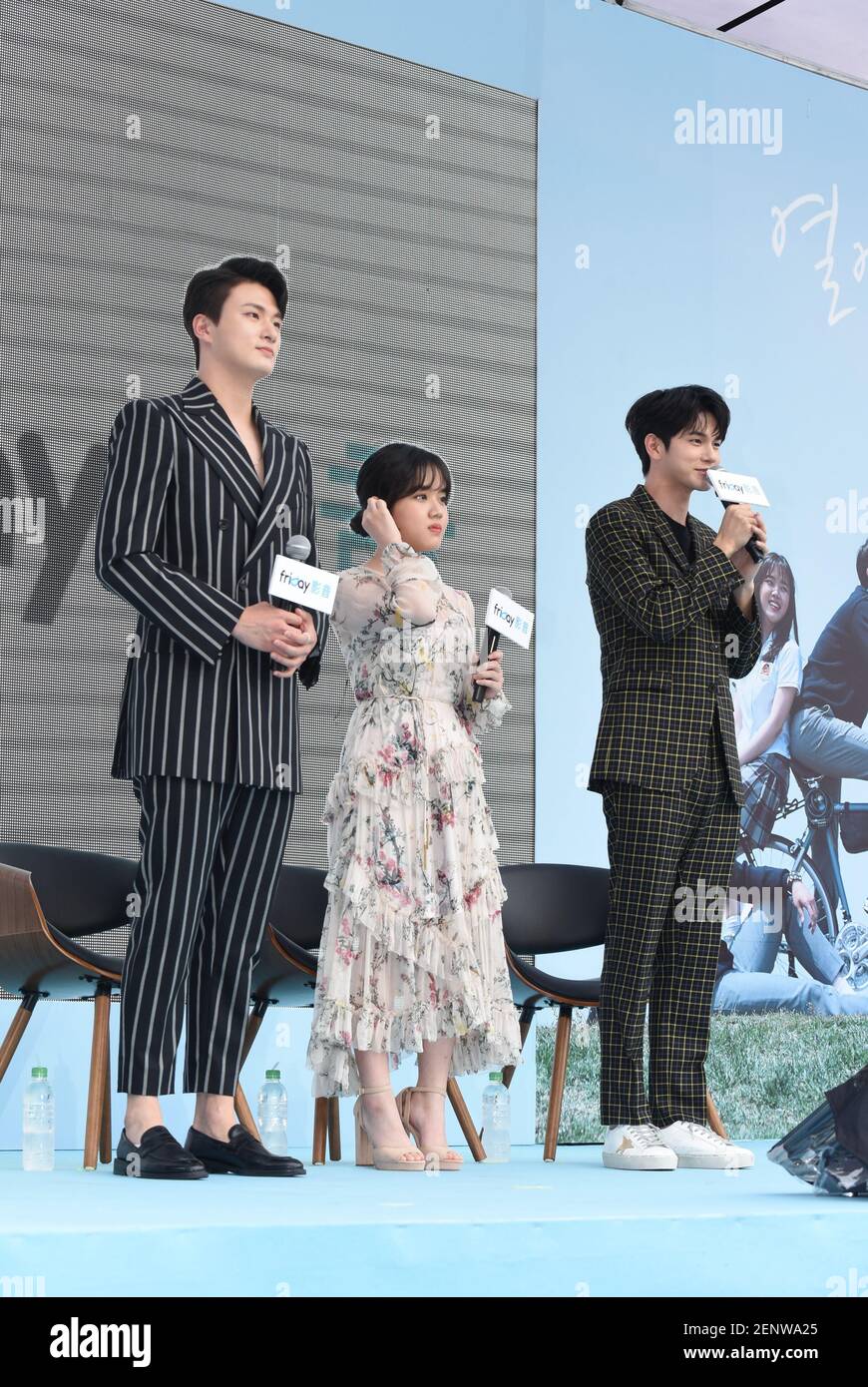 Ong Seong-wu,Kim Hyang Gi and Seung-ho Shin promoted their TV series "At  Eighteen" in Taipei, Taiwan, China on September 22, 2019.(Photo by TPG)  (Photo by Top Photo/Sipa USA Stock Photo - Alamy