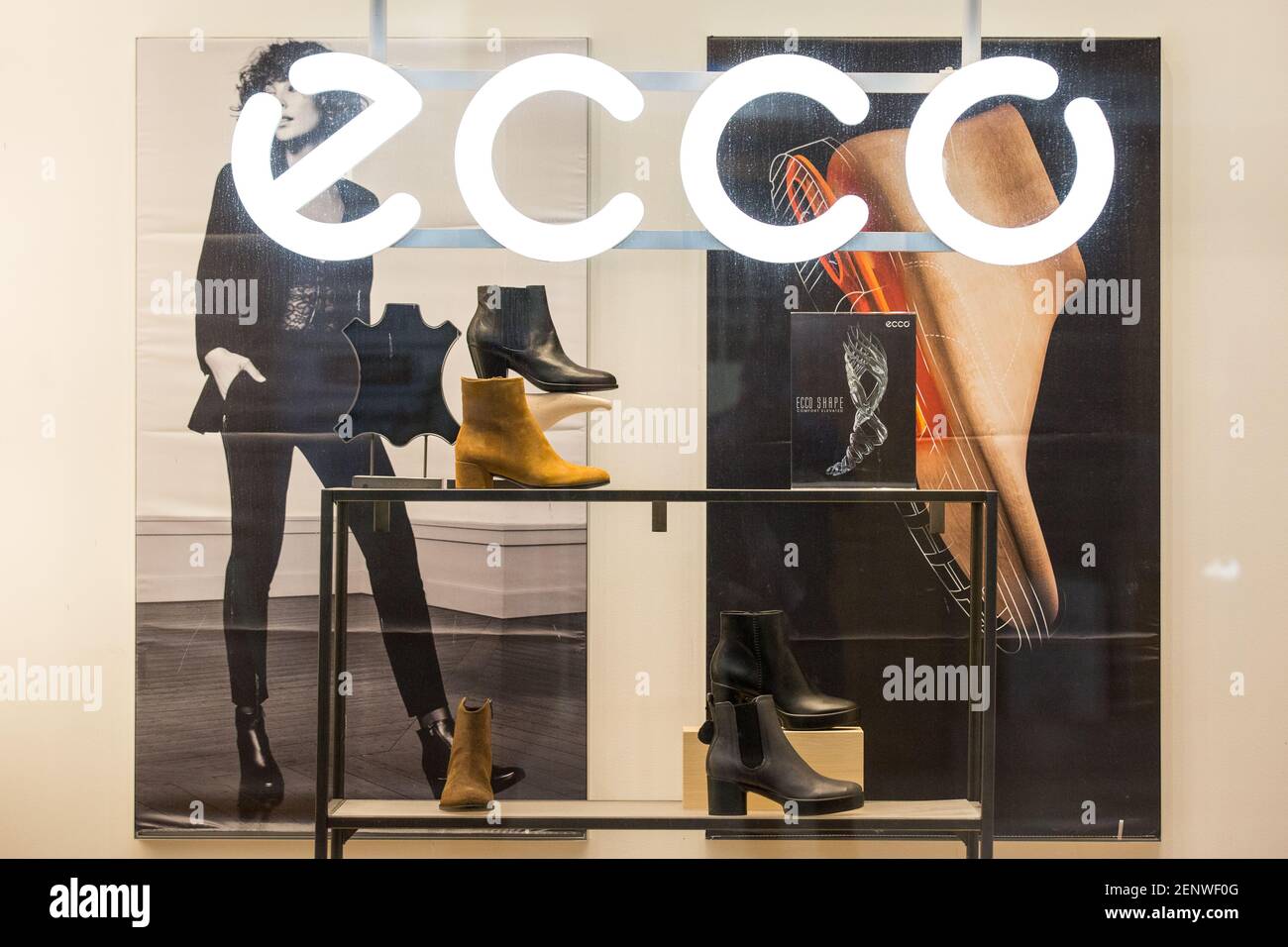 Danish shoe manufacturer and retailer founded in 1963 by Karl Toosbuy, Ecco  logo seen in Gothenburg Stock Photo - Alamy