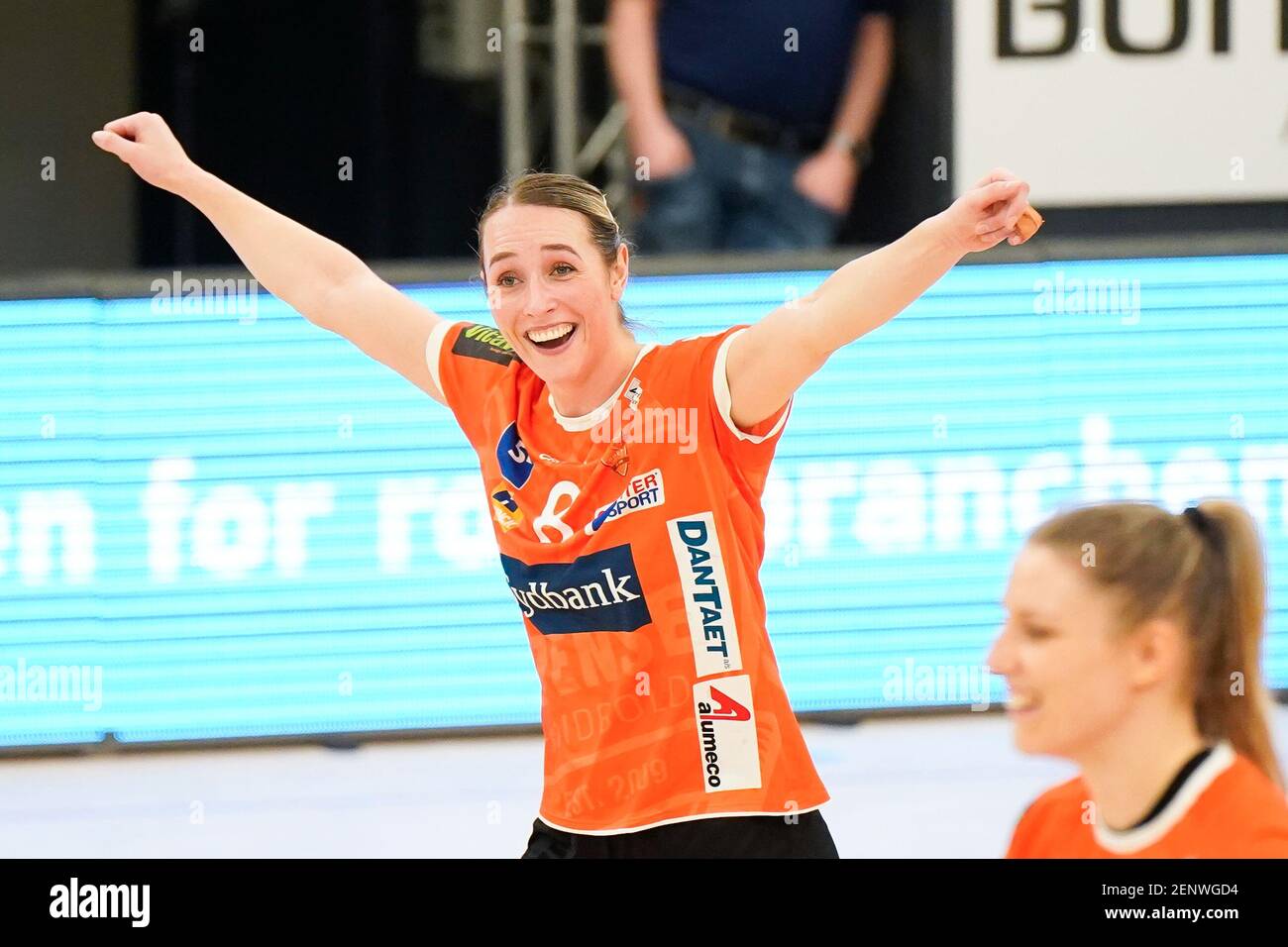 Odense, Denmark. 26th Feb, 2021. Lois Abbingh (8) of Odense Handball seen in the Danish Women's Bambusa Kvindeligaen match between Odense Handball and Copenhagen Handball at Sydbank Arena in Odense. (Photo Credit: Gonzales Photo/Alamy Live News Stock Photo