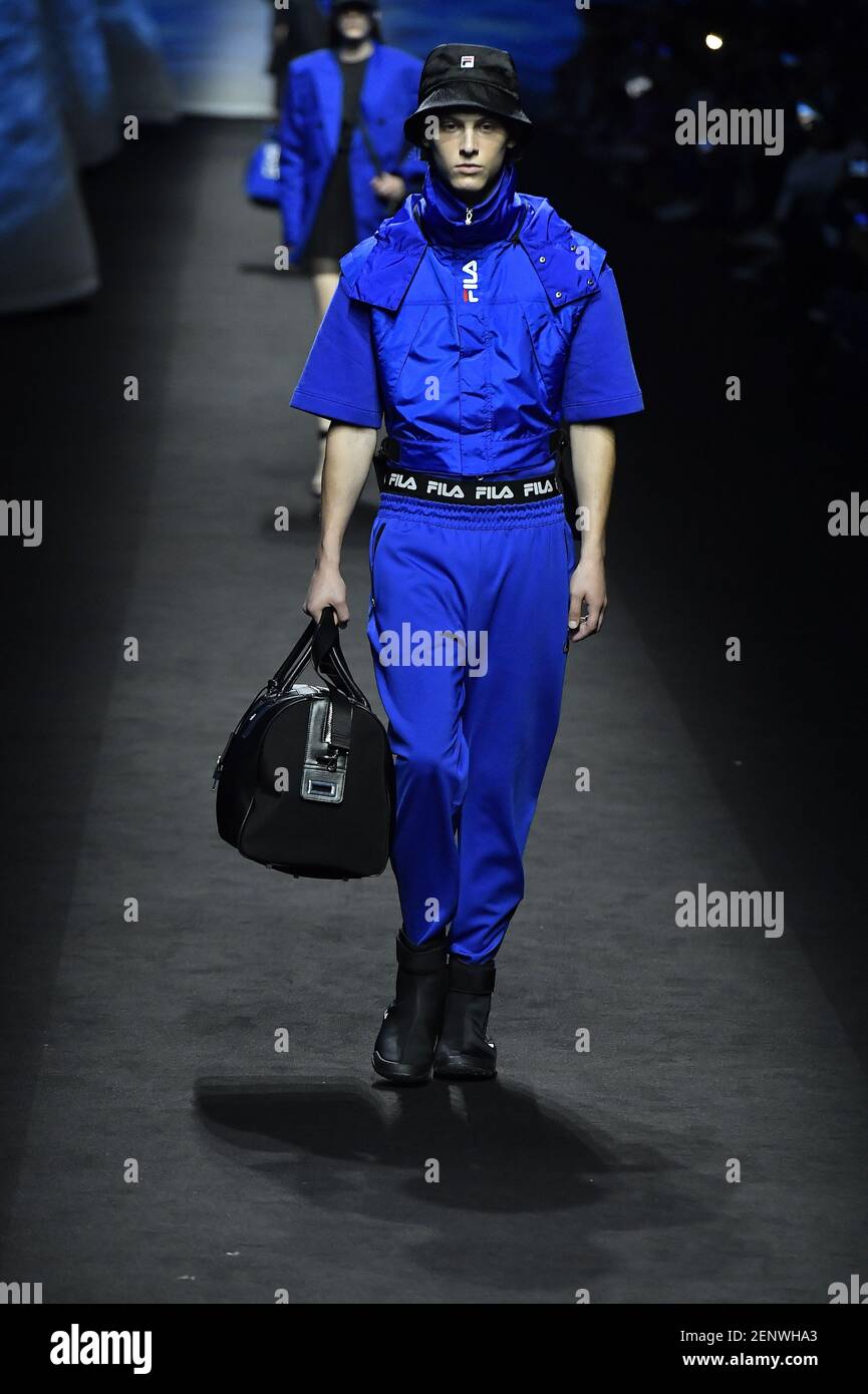 Model walking on the runway FILA Fashion Show during Milan Fashion Week  Womenswear Spring / Summer 2020 held in Milan, Italy on September 22, 2019.  (Photo by Jonas Gustavsson/Sipa USA Stock Photo - Alamy