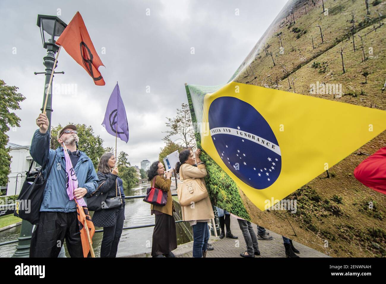 DEN HAAG, 25-09-2019, Demonstration against cutting down threes at the Amazone rainforest in Brazil. (Photo by Pro Shots/Sipa USA) Stock Photo