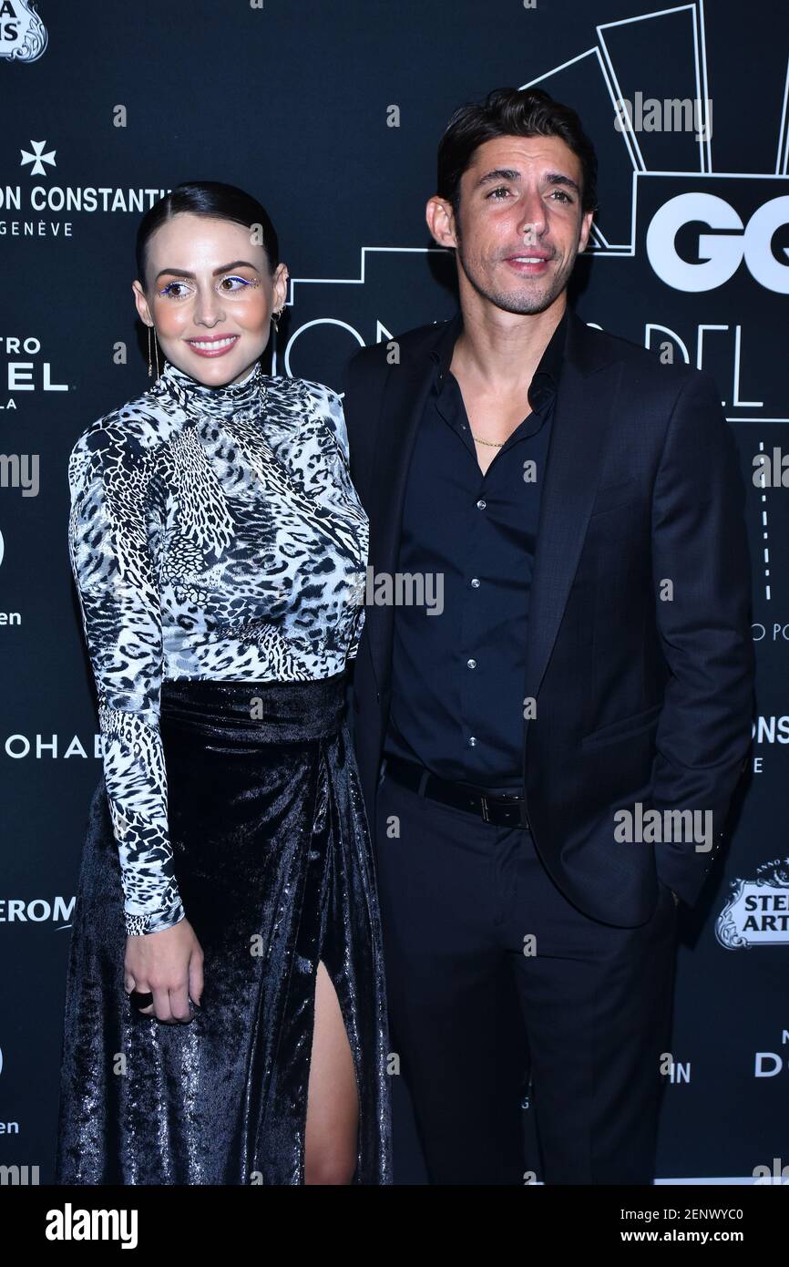 MEXICO CITY, MEXICO - SEPTEMBER 25: Alberto Guerra and Zuria Vega poses for  photos during the black carpet of GQ Man of the Year Awards 2019 at Fronton  Mexico on September 25,, image size:866x1390