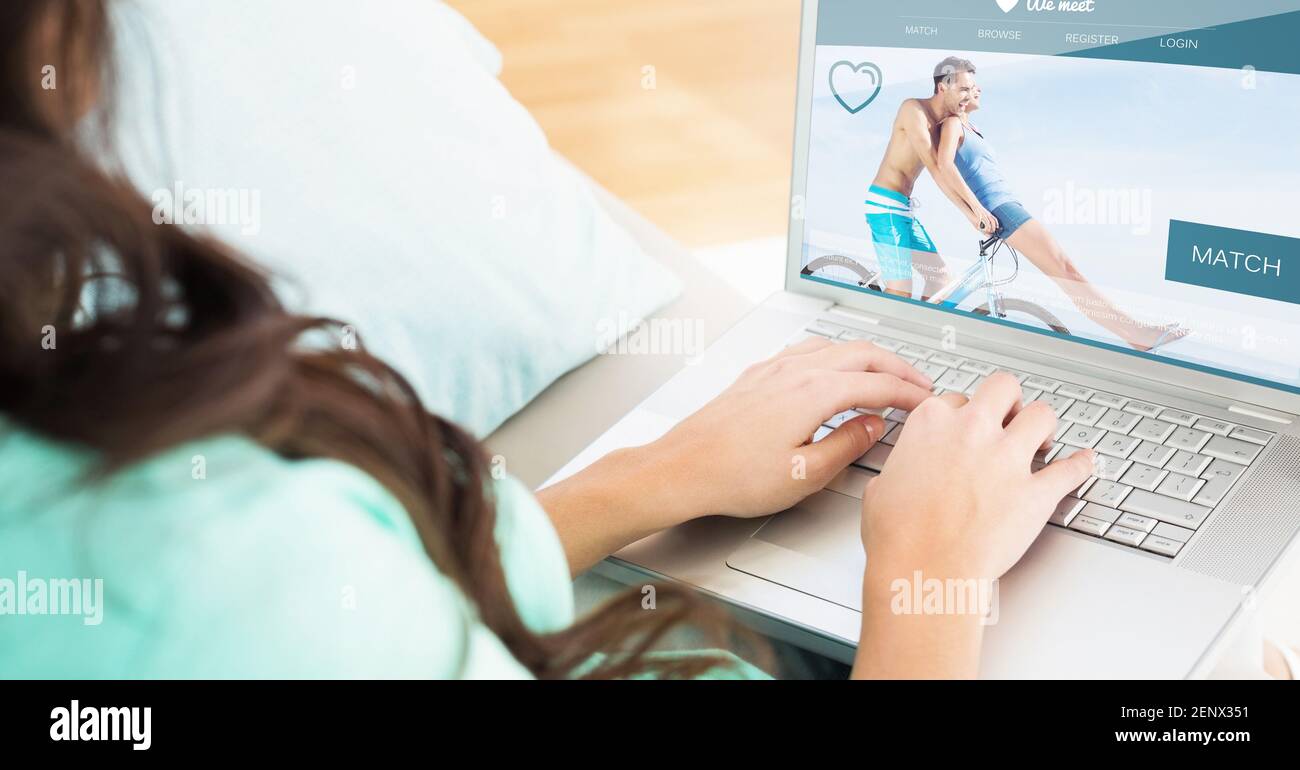 Senior man having video call on laptop. Stock Photo