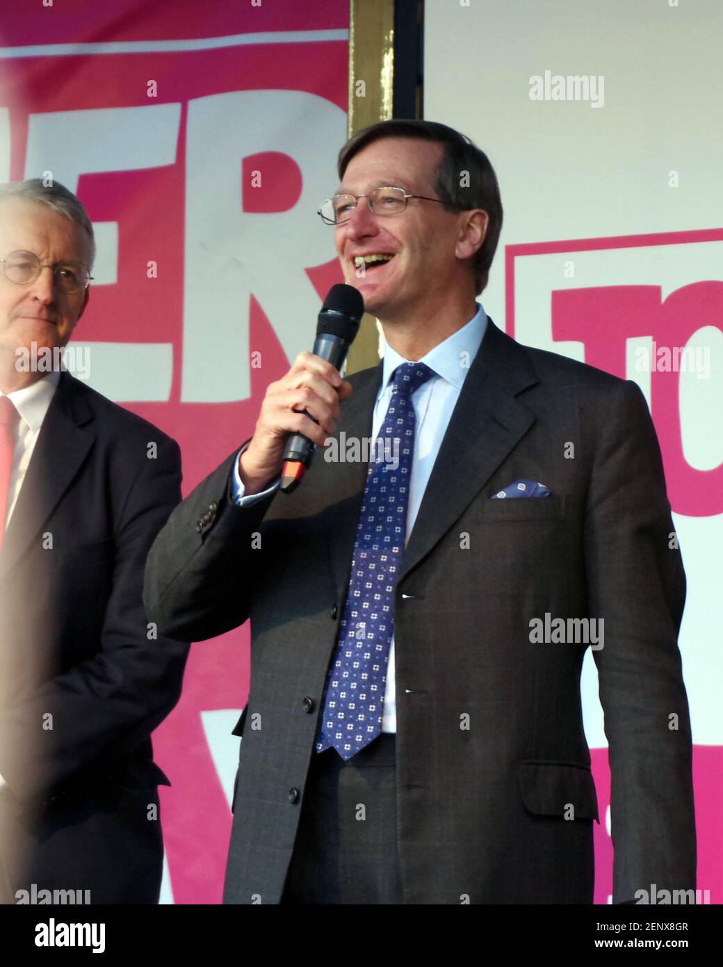 British barrister and former politician Dominic Grieve speaking at the third People's Vote March, Parliament Square, London, UK on 19 October 2019. Stock Photo