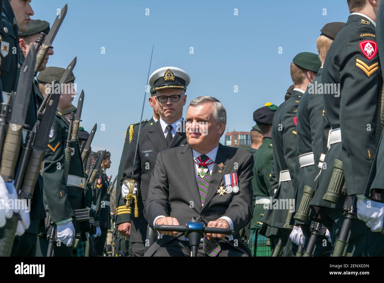 Lieutenant Governor of Ontario David C. Onley, partake in the commemoration of the 200 Anniversary of the Battle of York as seen in Toronto Stock Photo