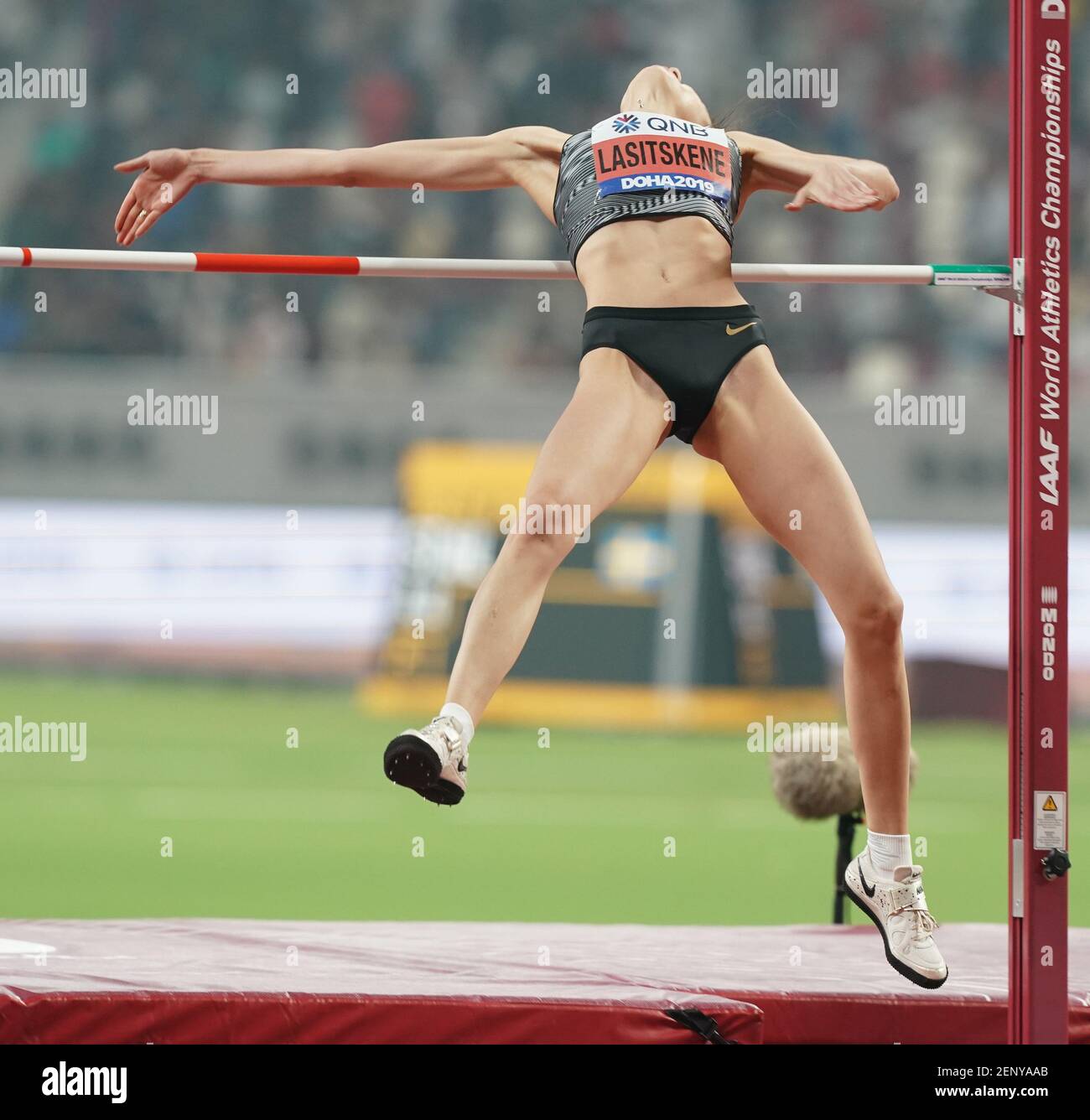 Mariya Lasitskene (ANA) in action during the IAAF World Athletics  Championships at the Khalifa International Stadium in Doha. (Photo by  Graham Glendinning / SOPA Images/Sipa USA Stock Photo - Alamy