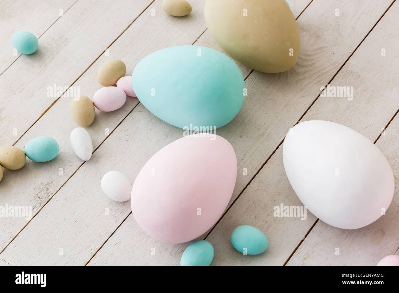 Easter eggs in pastel colors Stock Photo - Alamy