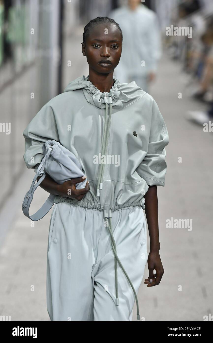 Model Agi Akur walking on the runway during the Lacoste Ready to Wear Spring /Summer 2020 show part of Paris Fashion Week on October 1, 2019 in Paris,  France. (Photo by Jonas Gustavsson/Sipa