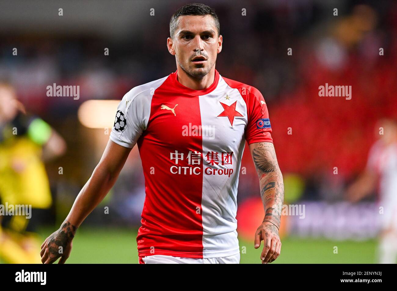 Nicolae Stanciu from Slavia Prague during the UEFA Champions League (Group  F) match between Slavia Prague and Borussia Dortmund in Prague. (Final  score; Slavia Prague 0:2 Borussia Dortmund) (Photo by Mateusz Slodkowski /