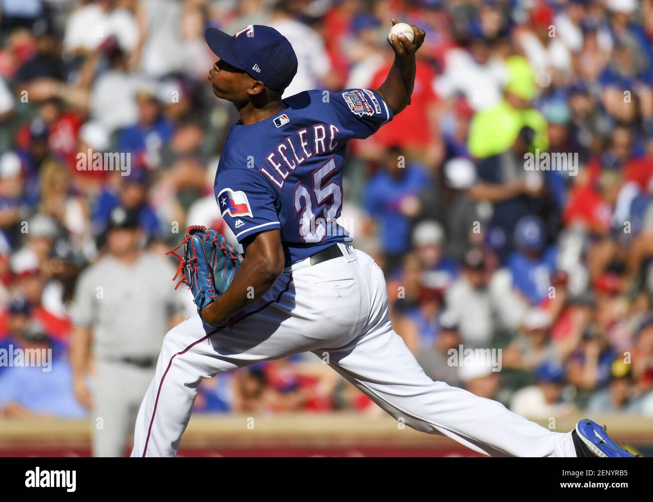 September 29, 2019: Texas Rangers relief pitcher Jose Leclerc #25 during  the final Major League Baseball game held at Globe Life Park between the  New York Yankees and the Texas Rangers in