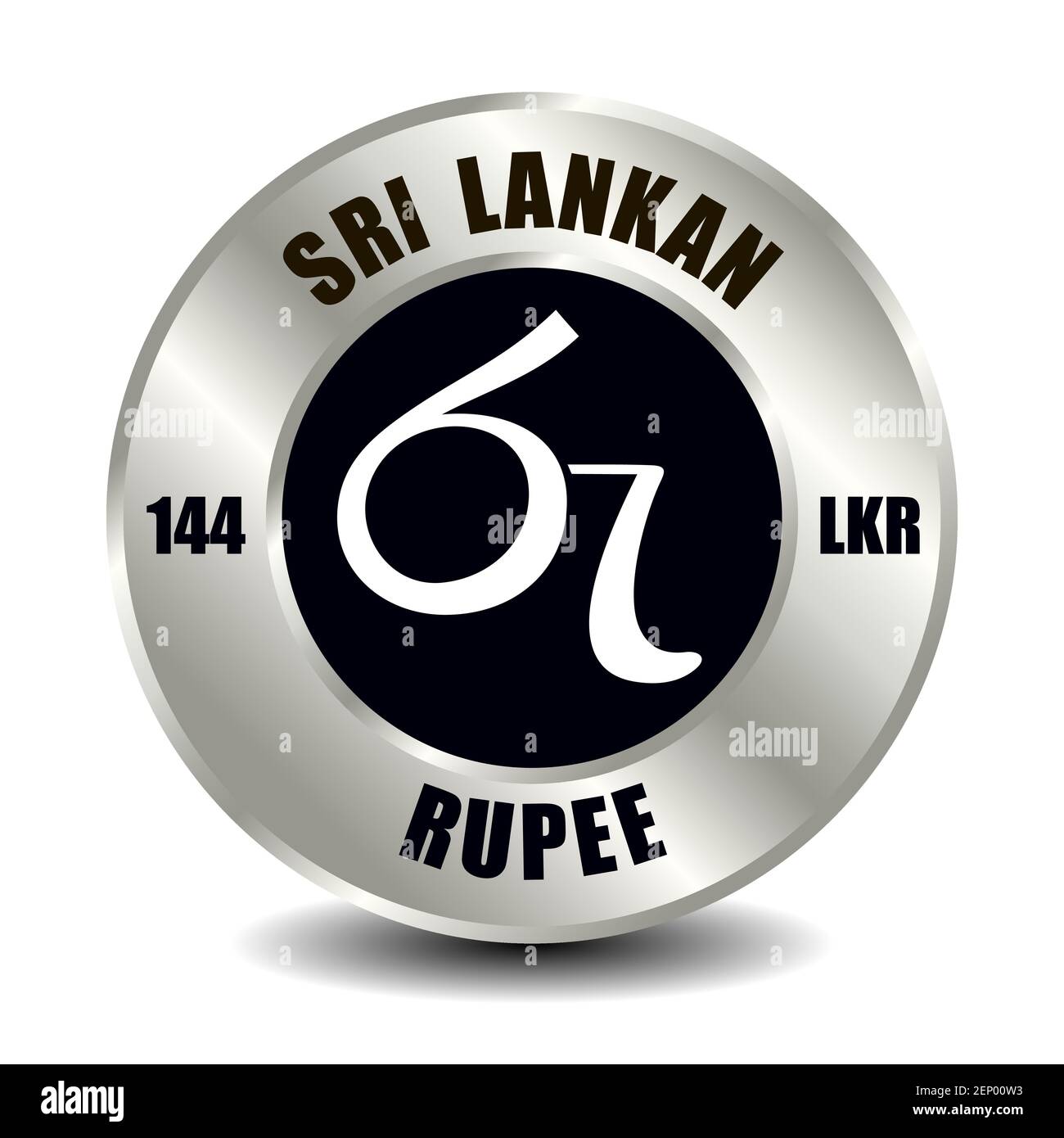 Ceylon, Sri Lanka money icon isolated on round silver coin. Vector sign of currency symbol with international ISO code and abbreviation Stock Vector