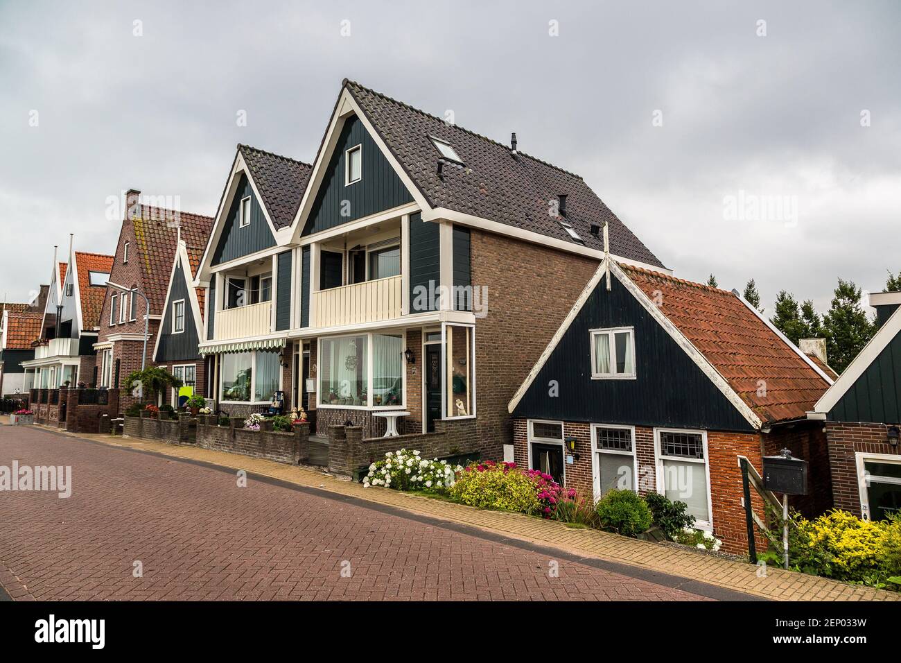 Traditional houses in Holland town Volendam, Netherlands Stock Photo