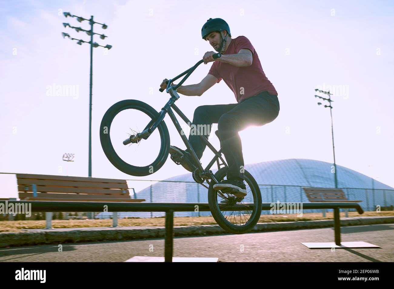 Bmx bike trick peg grind hi-res stock photography and images - Alamy
