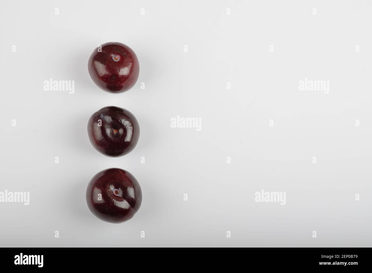 Three cherry plums isolated on white background Stock Photo