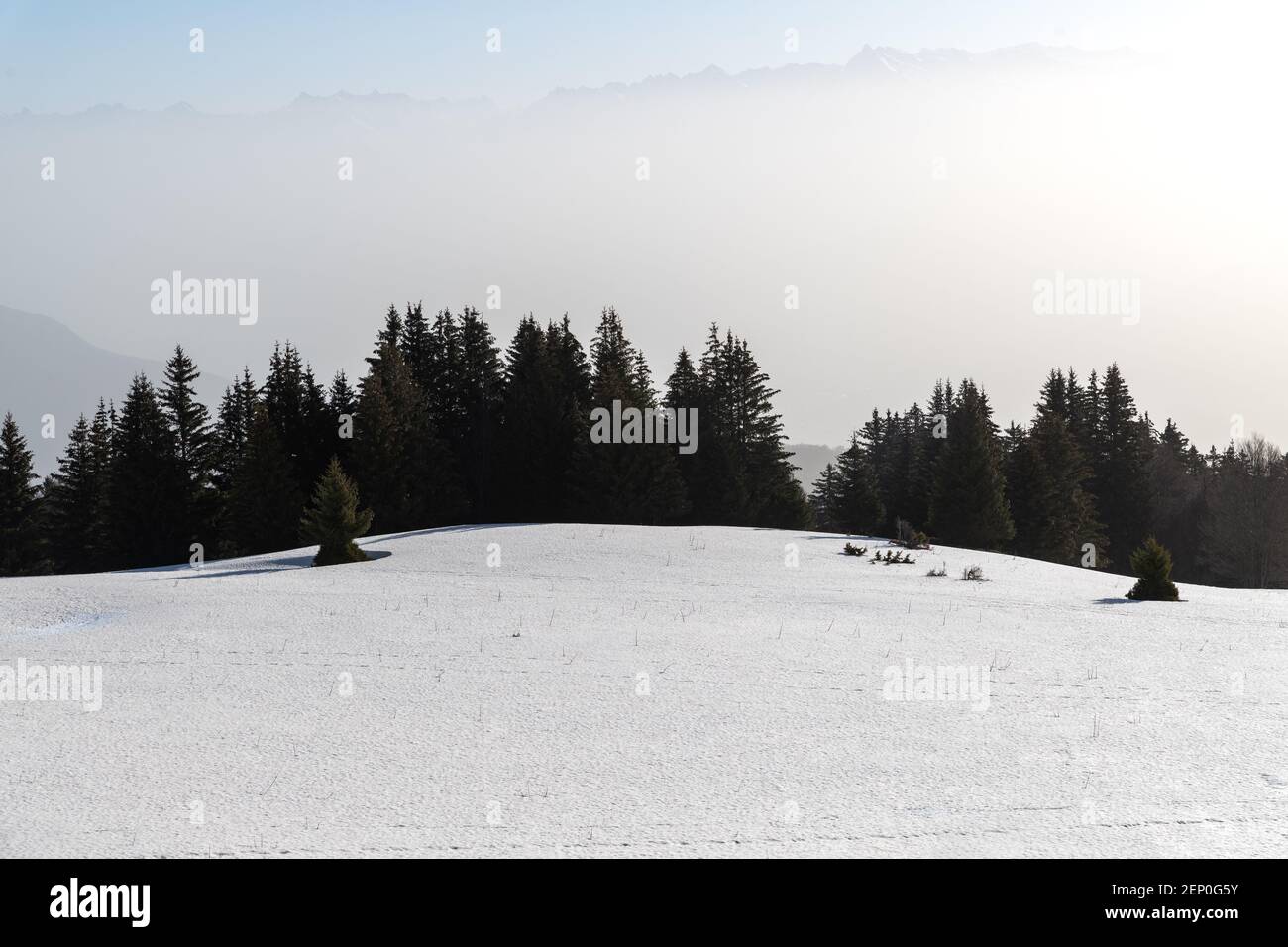 Vercors mountains landscape in France. Morning landscape winter and snow Stock Photo