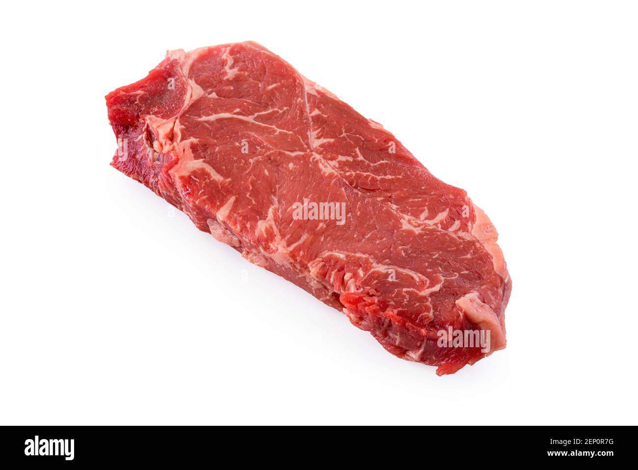 Raw striploin steak. Isolated on white background Stock Photo
