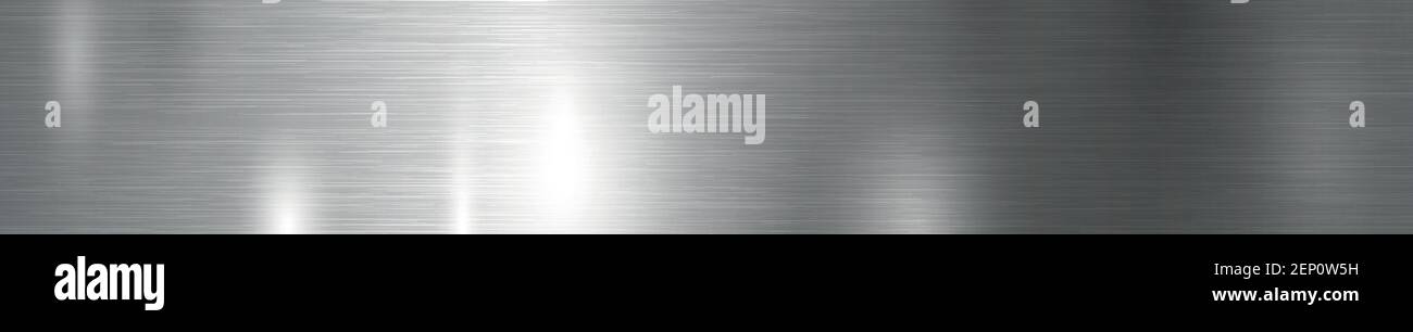 Texture panorama of silver metal with reflection - background Stock Vector