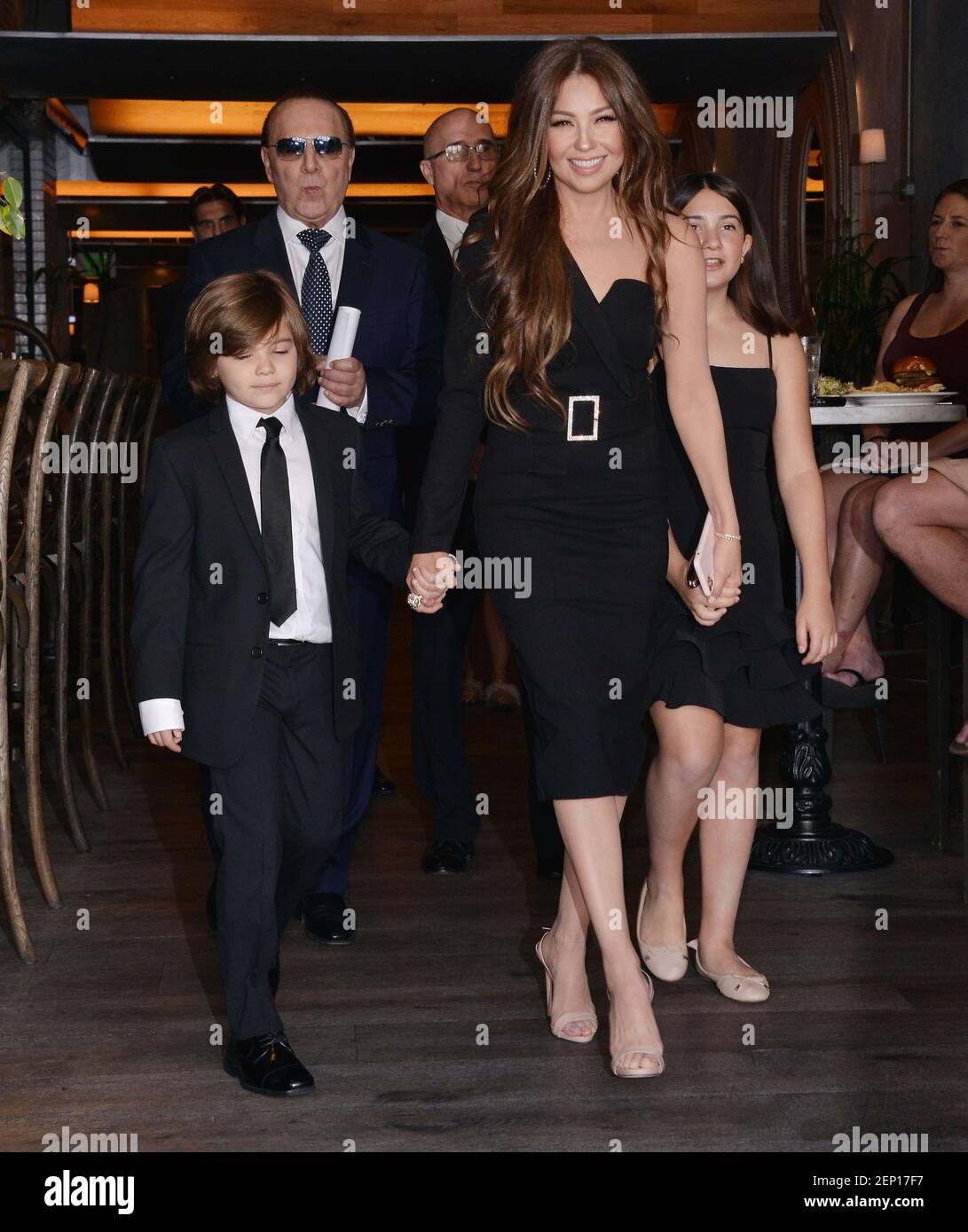 L-R) Tommy Mottola, Son Matthew Alejandro Mottola Sodi, Wife Thalia and  Daughter Sabrina Sakaë Mottola Sodi arriving at the Tommy Mottola Star On  The Hollywood Walk Of Fame Ceremony held in front