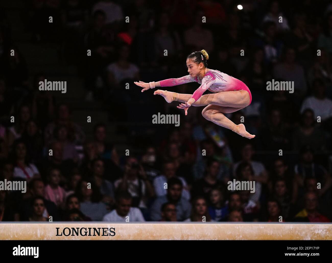 Shijia Li of China competing in balance beam for women during the 49th ...