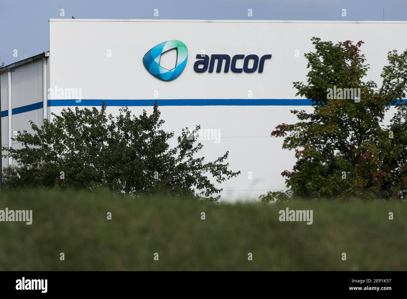 A logo sign outside of a facility occupied by Amcor in Reidsville ...