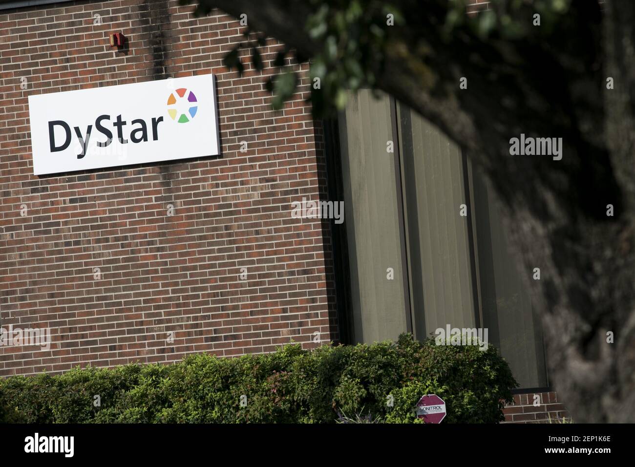 A logo sign outside of a facility occupied by DyStar in Reidsville