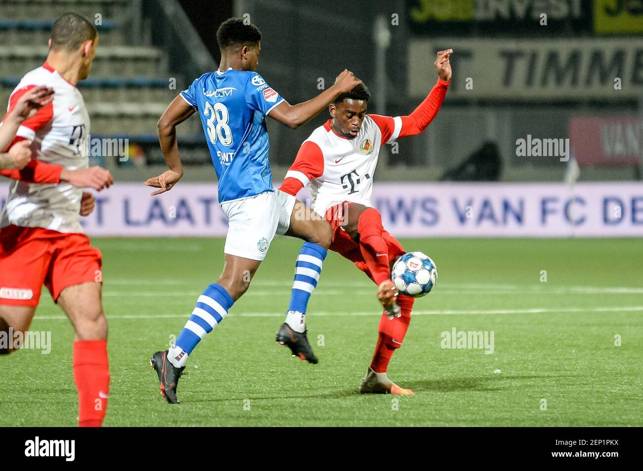 den bosch netherlands february 26 dhoraso moreo klas of fc den bosch albert lottin of fc utrecht u23 during the dutch keukenkampioendivisie match stock photo alamy