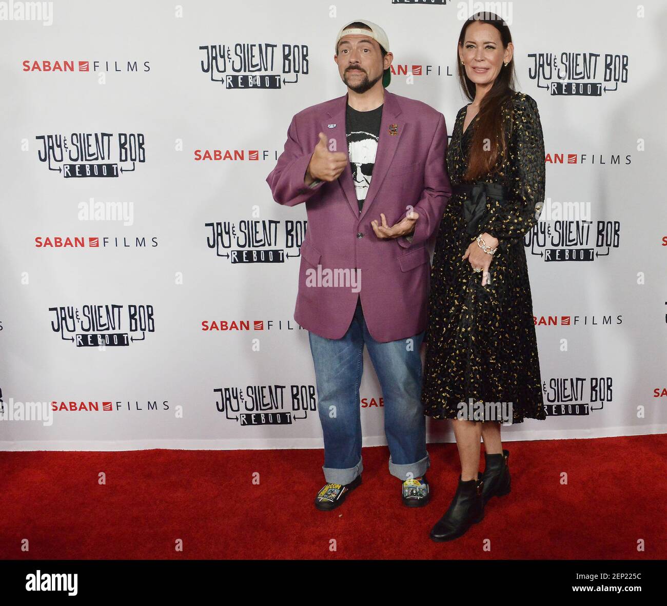 (L-R) Kevin Smith and Jennifer Schwalbach Smith at the JAY AND SILENT ...