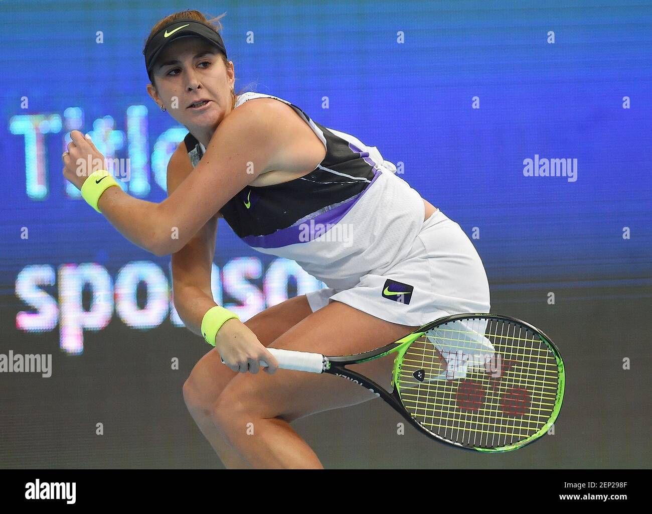 XXX VTB Kremlin Cup International Tennis Tournament at the Krylatskoye Ice  Palace. Belinda Bencic of Switzerland during a match against Polona Hercog  of Slovenia. October 16 2019. Russia, Moscow Photo credit: Kristina