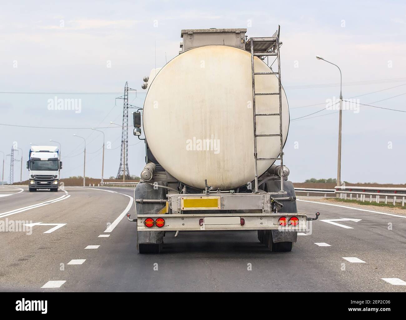 big gastank truck goes on highway Stock Photo Alamy