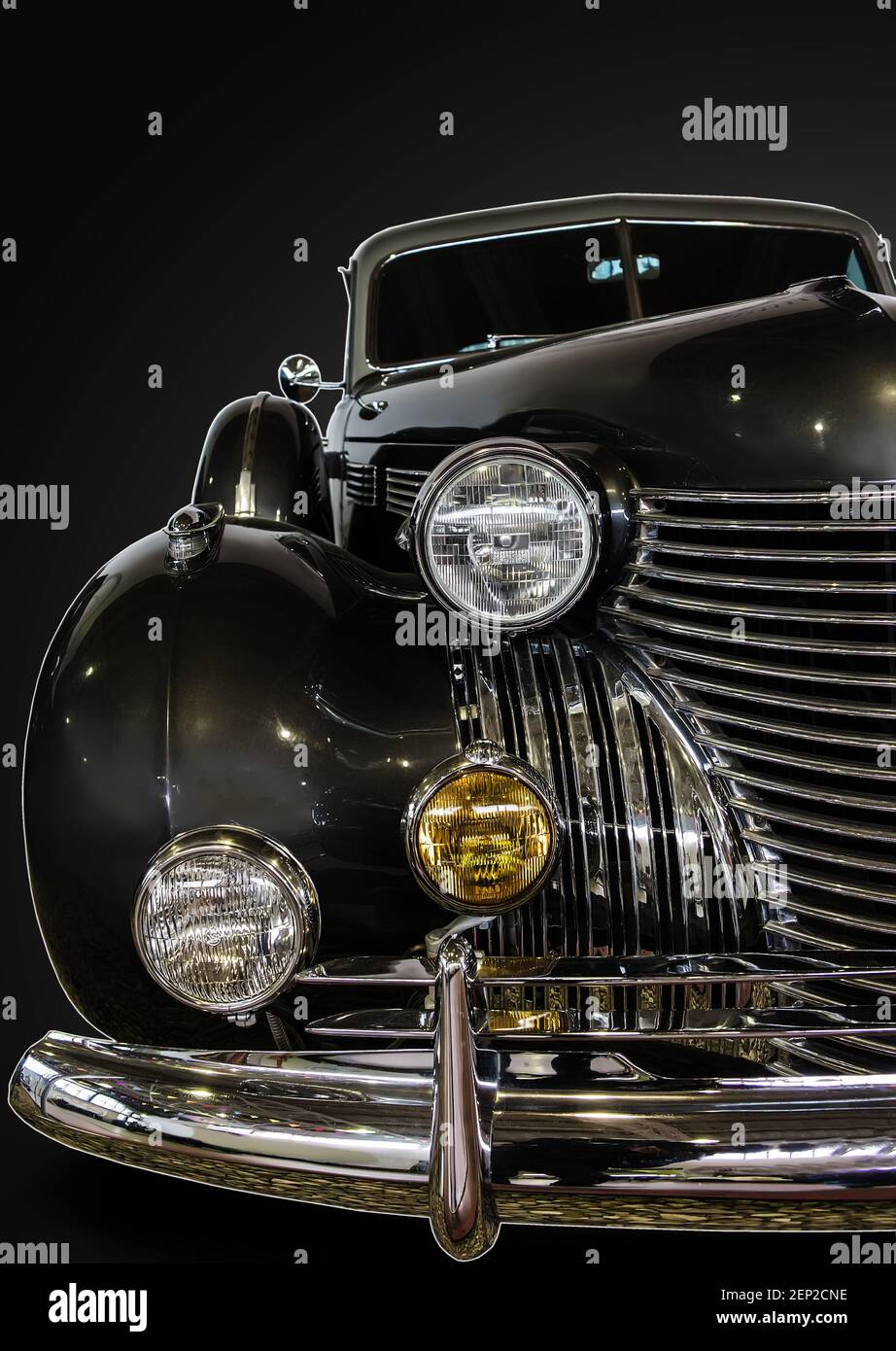 vintage car, close-up, dark background Stock Photo