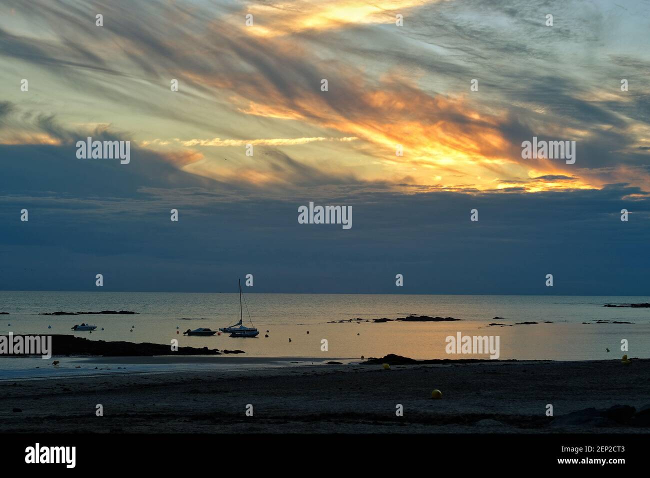 Beautiful Sunset Reflecting On The Atlantic Ocean In Bretignolles 