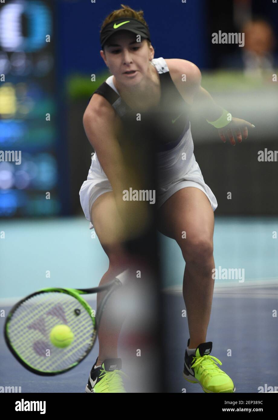 XXX VTB Kremlin Cup International Tennis Tournament at the Krylatskoye Ice  Palace. Women's singles semifinals. Belinda Bencic of Switzerland during  the match against Kristina Mladenovic of France. October 19 2019. Russia,  Moscow