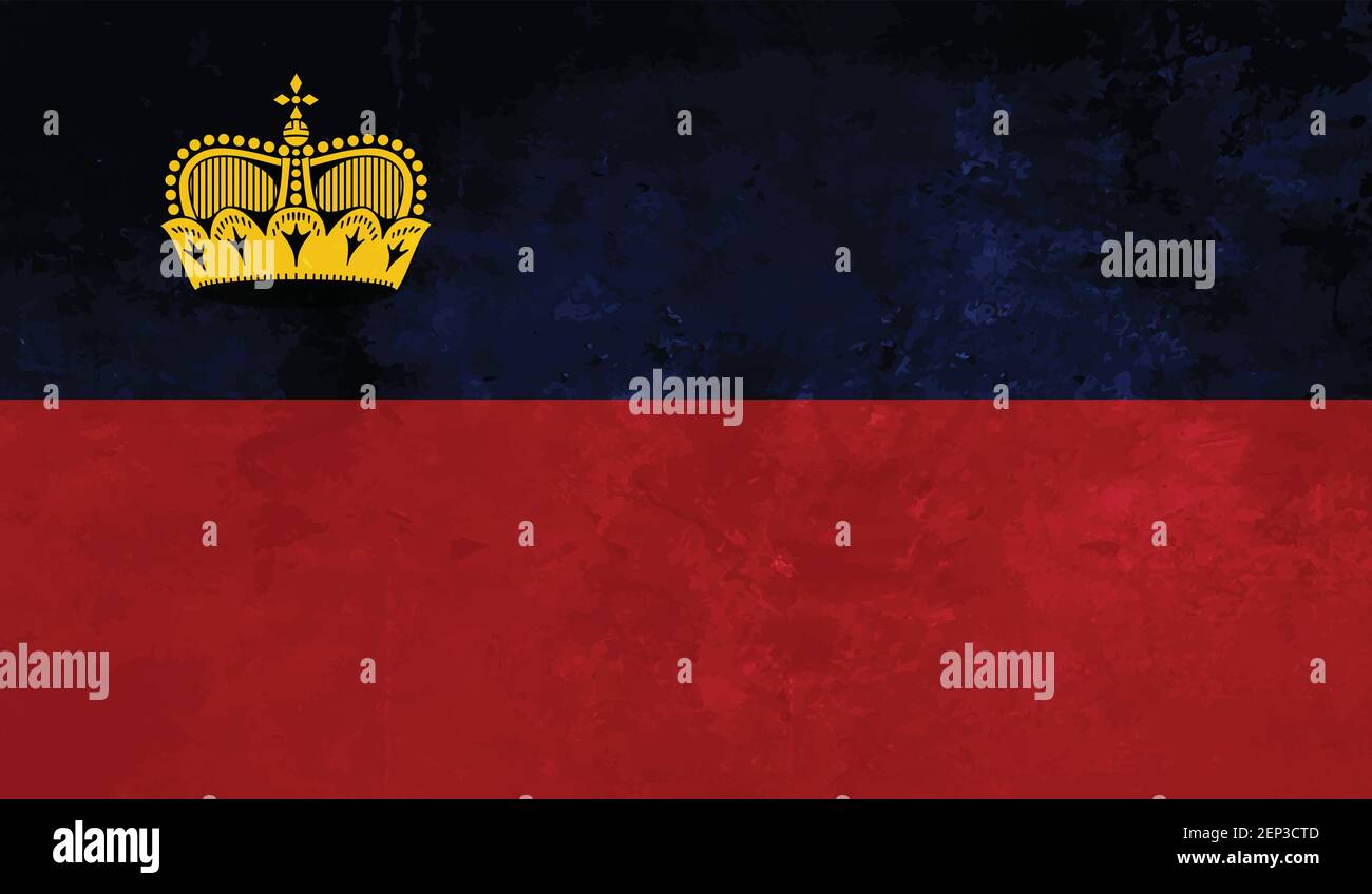 Liechtenstein grunge flag. Vector illustration. Grunge effect can be cleaned easily. Stock Vector