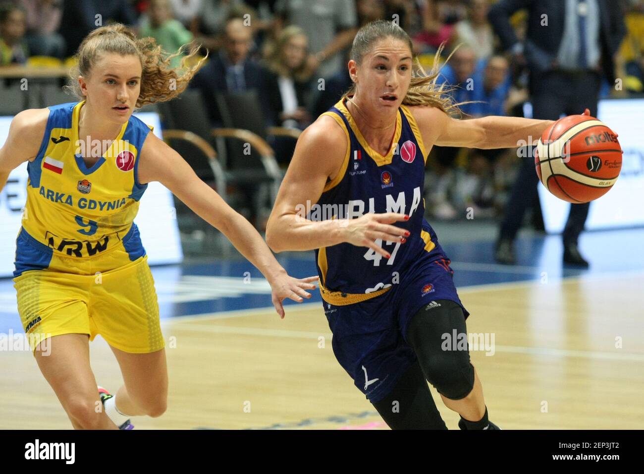 Gdynia, Poland. 23rd. October 2019 Romane Bernies (47) of BLMA is seen in  action during Euroleague woman basketball game between Arka Gdynia (Poland)  and Basket Lattes Montpellier Association (France) in Gdynia, Poland