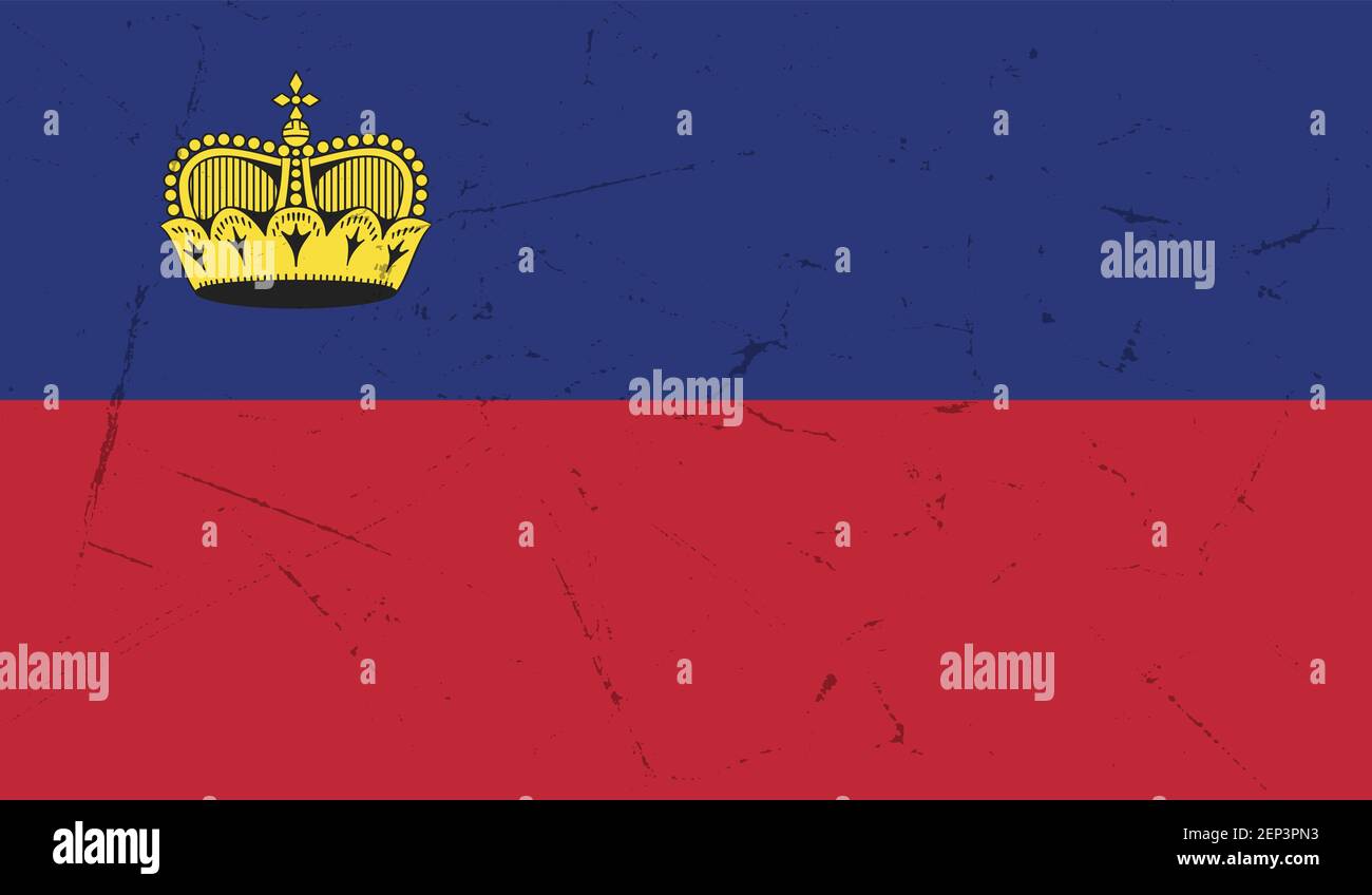 Liechtenstein grunge flag. Vector illustration. Grunge effect can be cleaned easily. Stock Vector
