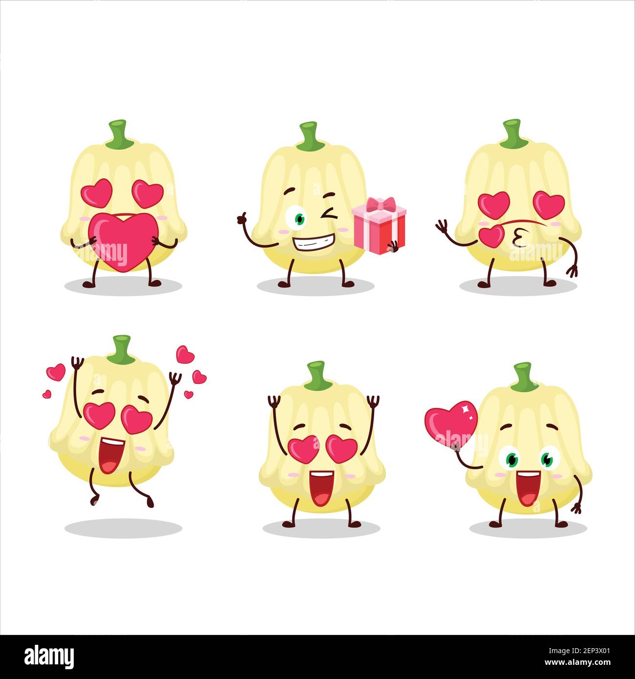 Patisson cartoon character with love cute emoticon. Vector illustration ...