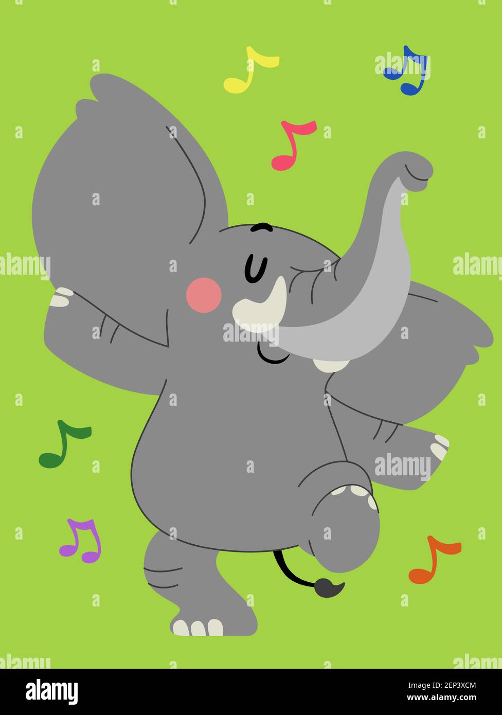 Illustration of an Elephant Mascot Dancing to Music Stock Photo