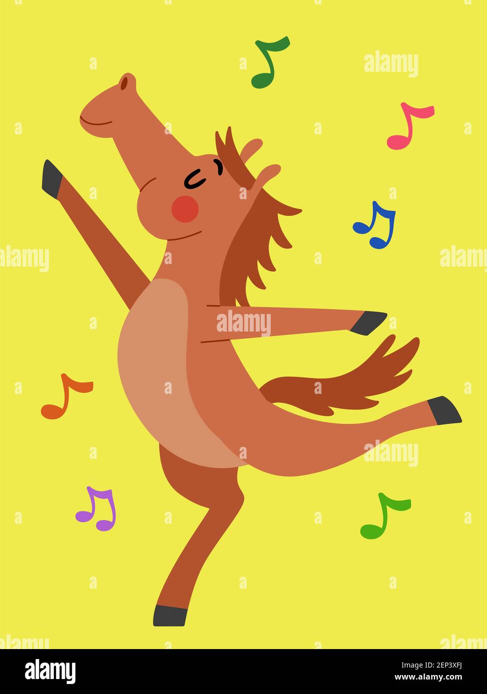 Illustration of a Horse Mascot Dancing to Music Stock Photo - Alamy