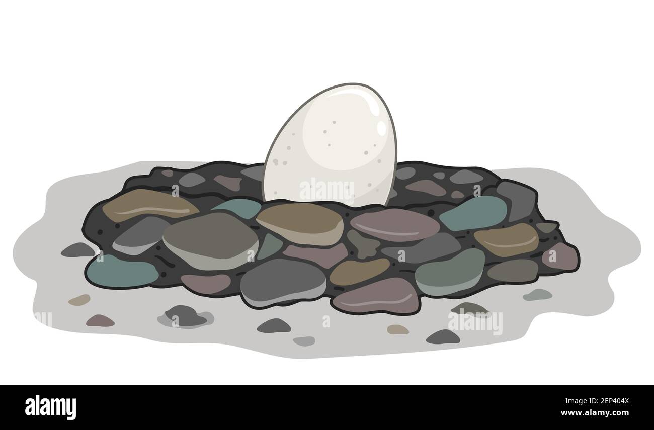 Illustration of an Egg in a Stone Nest Stock Photo