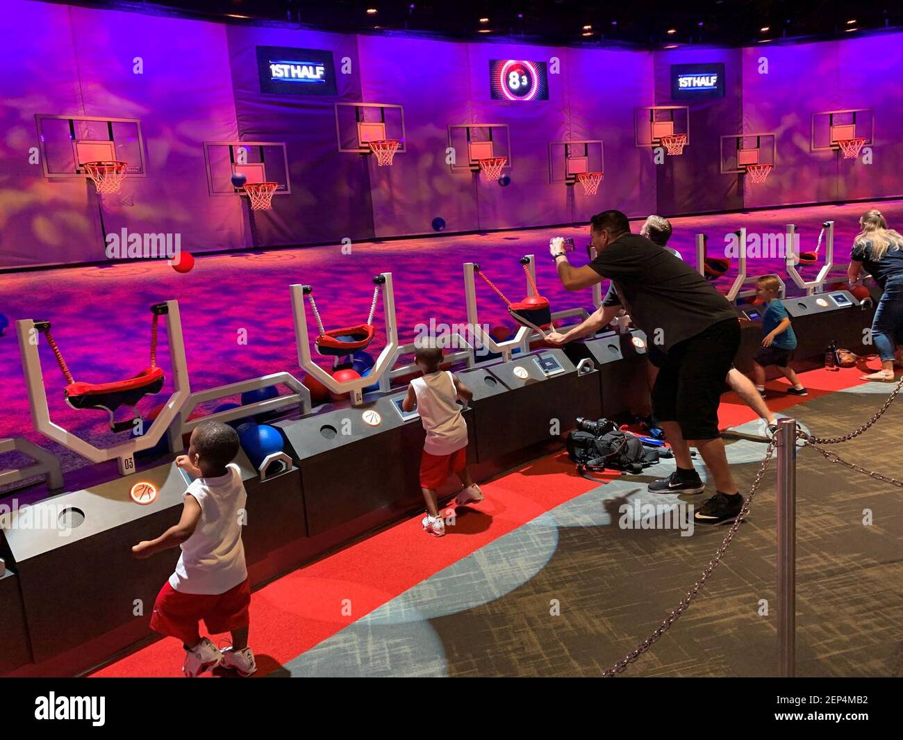 NBA Experience visitors can compete in a game where basketballs are