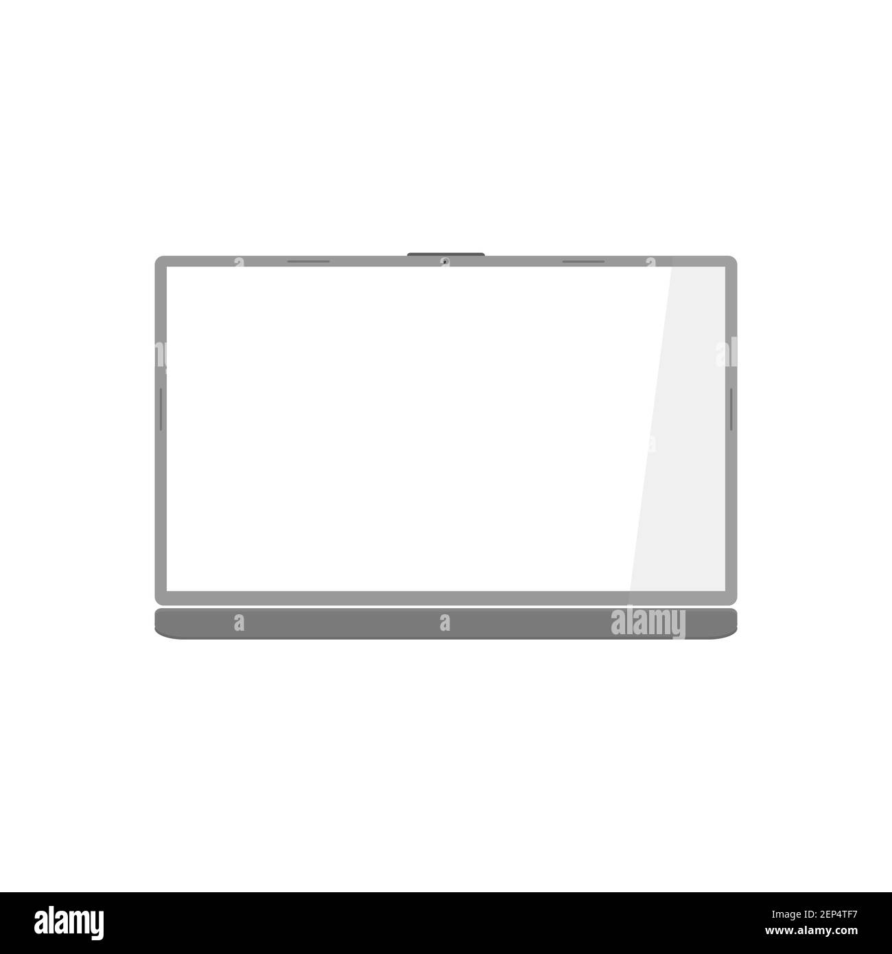 Stylish grey laptop. Main view from the front. Flat vector illustration ...