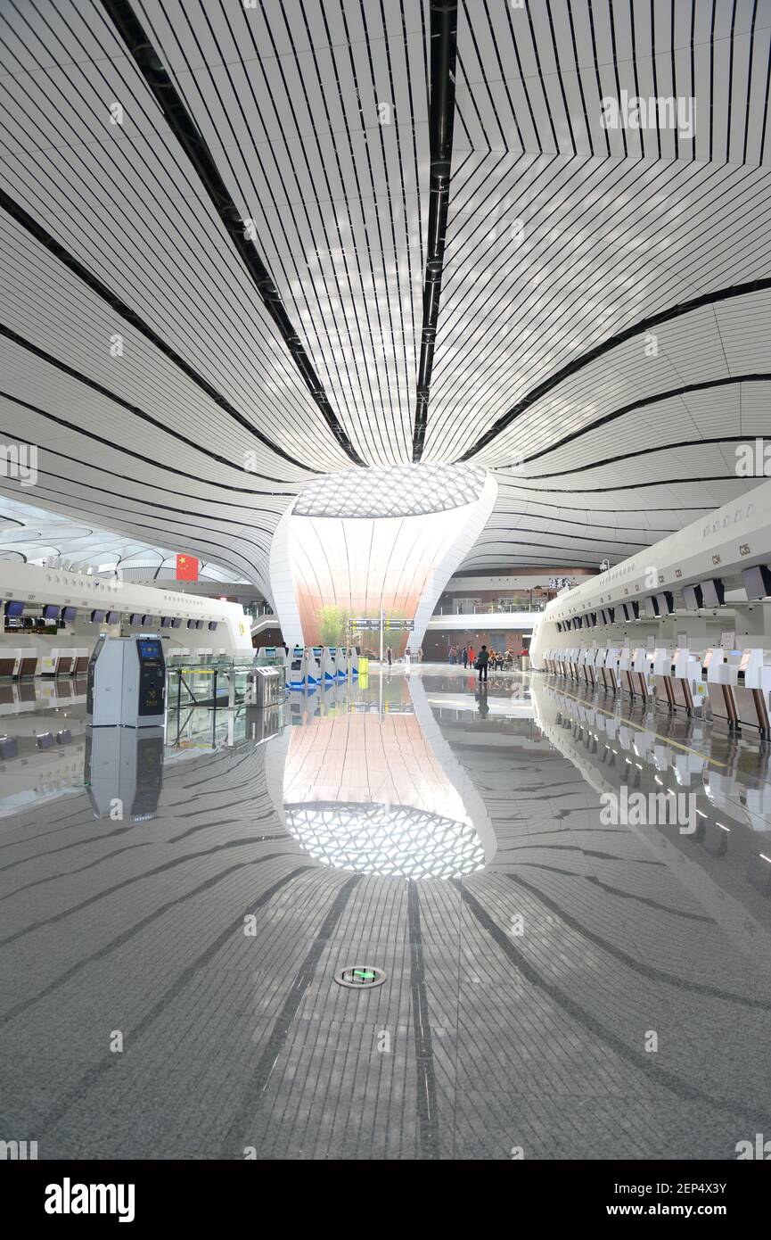 The inside view of Beijing Daxing International Airport, which ranks ...