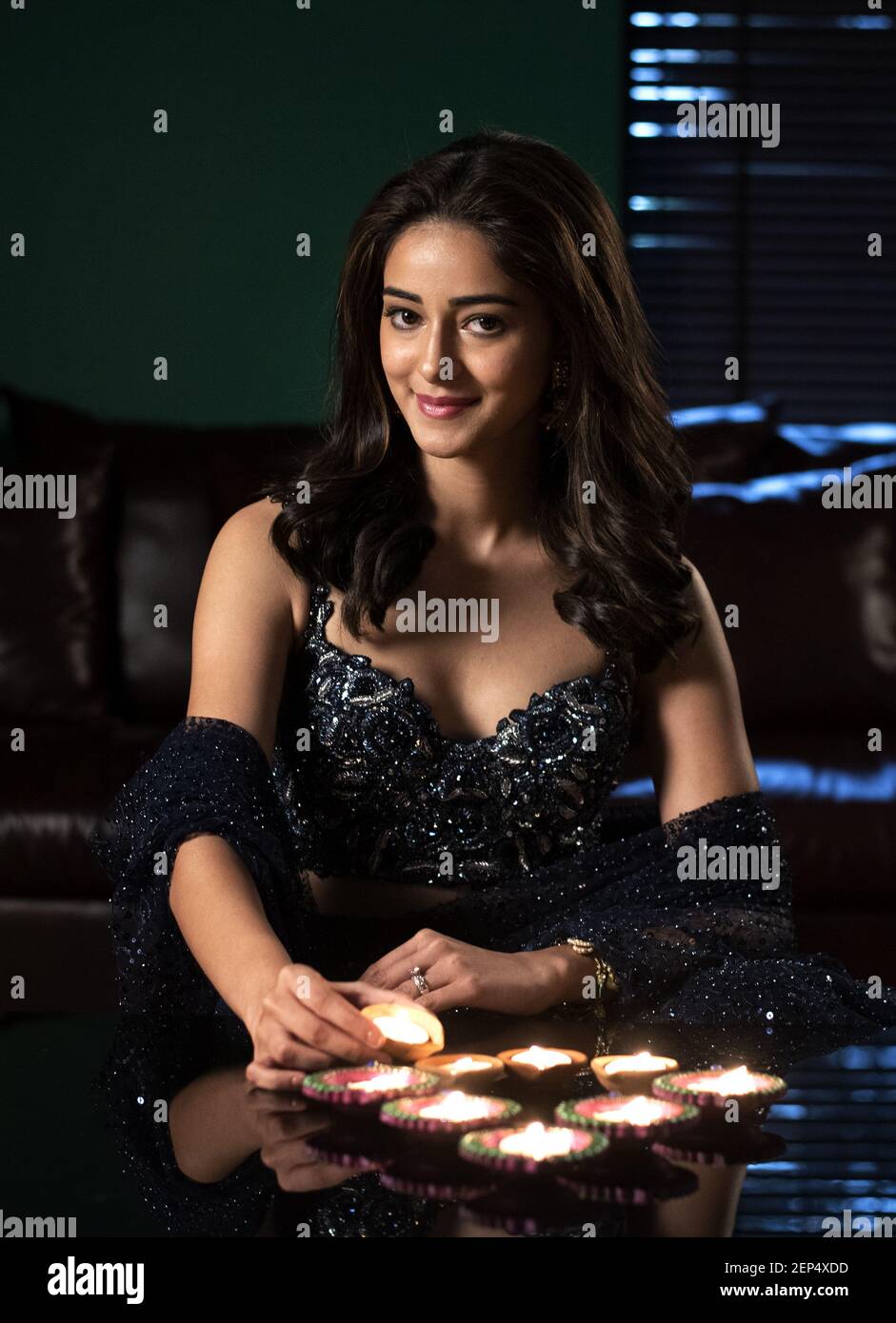 MUMBAI, INDIA - OCTOBER 26: (EDITOR'S NOTE: This is an exclusive image of  Hindustan TimesSipa USA) Bollywood actress Ananya Panday poses for an  exclusive Diwali special shoot at her residence, on October