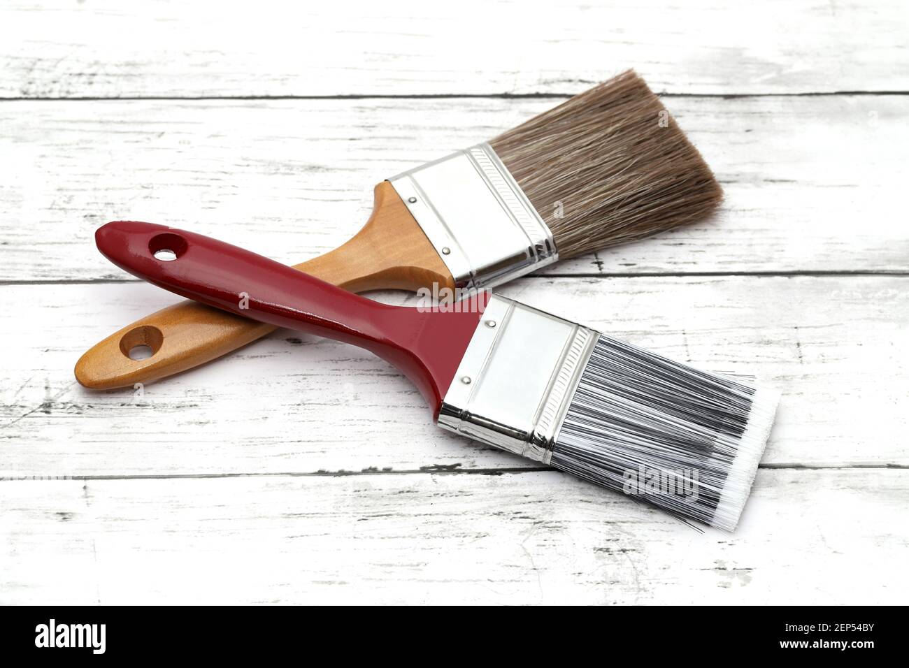 paint brush on grunge wood plank background Stock Photo - Alamy