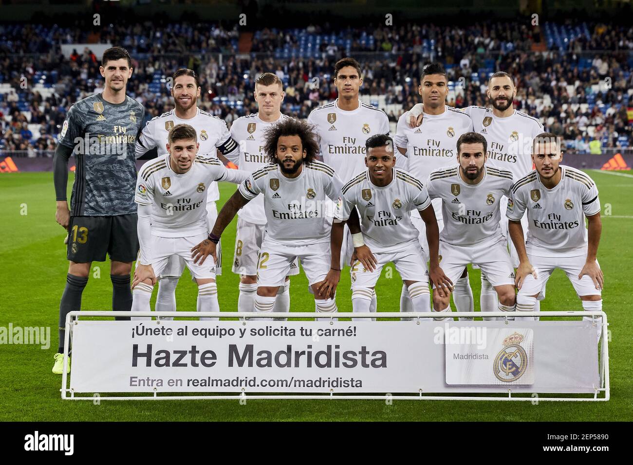 Team photo of Real Madrid during La Liga match between Real Madrid and CD  Leganes at Santiago Bernabeu Stadium. (Final score: Real Madrid 5 - 0  Leganes) (Photo by Legan P. Mace /