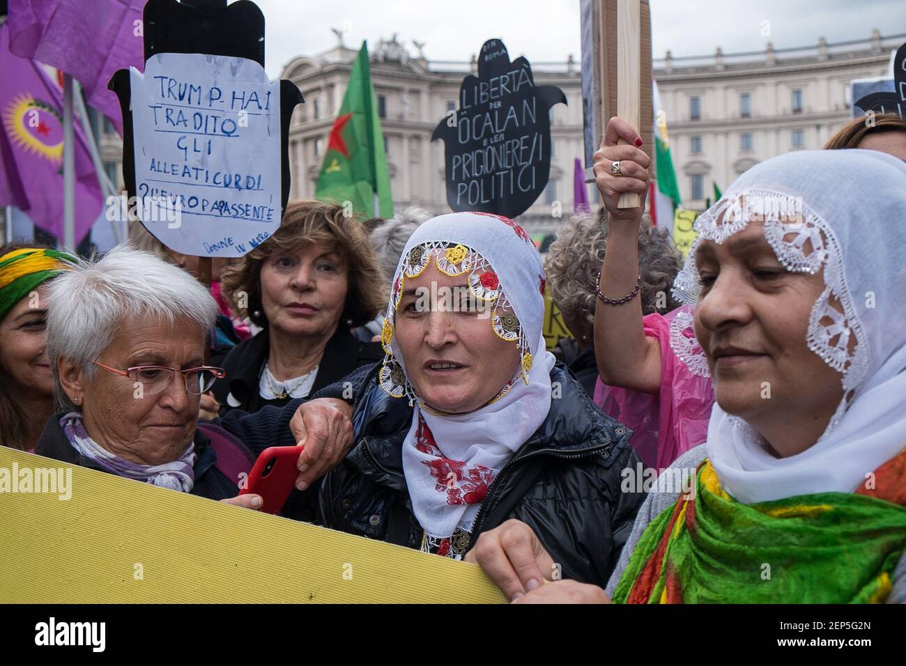 Kurdish women with veils during the National demonstration in favour of the  Kurdish people and against military aggression by Turkey. (Photo by Stefano  Ronchini / SOPA Images/Sipa USA Stock Photo - Alamy
