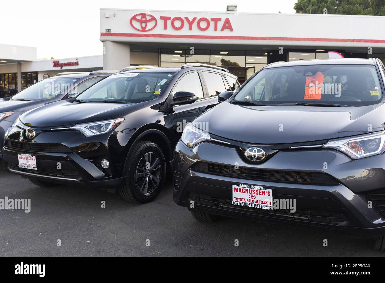 Toyota RAV4 cars are seen in a dealership in Palo Alto, California on ...